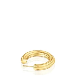 Pendientes de aro largos con baño de oro 18 kt sobre plata y motivo flor 1950^TOUS Sale