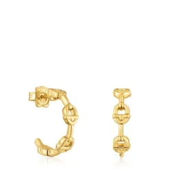 Pendientes de aro logo con baño de oro 18 kt sobre plata 17,4 mm MANIFESTO^TOUS Discount