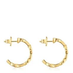 Pendientes de aro logo con baño de oro 18 kt sobre plata 17,4 mm MANIFESTO^TOUS Discount