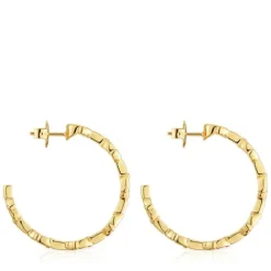 Pendientes de aro logo con baño de oro 18 kt sobre plata 30 mm MANIFESTO^TOUS Hot
