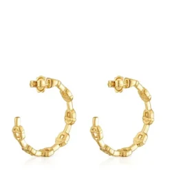 Pendientes de aro logo con baño de oro 18 kt sobre plata 30 mm MANIFESTO^TOUS Hot