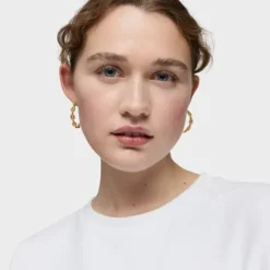 Pendientes de aro logo con baño de oro 18 kt sobre plata 30 mm MANIFESTO^TOUS Hot