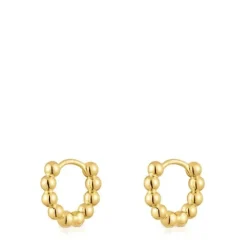 Pendientes de aro pequeños con detalles con baño de oro de 18 kt sobre plata 10 mm Gloss^TOUS Sale