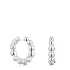 Pendientes de aro pequeños con detalles de plata 15 mm Gloss^TOUS Outlet