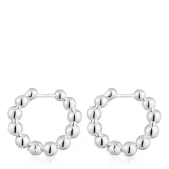 Pendientes de aro pequeños con detalles de plata 15 mm Gloss^TOUS Outlet