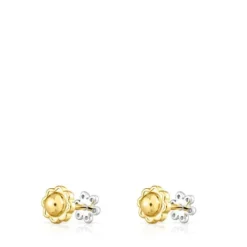 Pendientes de flores botón de oro blanco y diamantes Puppies^TOUS Best