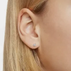 Pendientes de flores botón de oro blanco y diamantes Puppies^TOUS Best