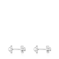Pendientes de oro blanco con diamantes Silueta^TOUS Clearance