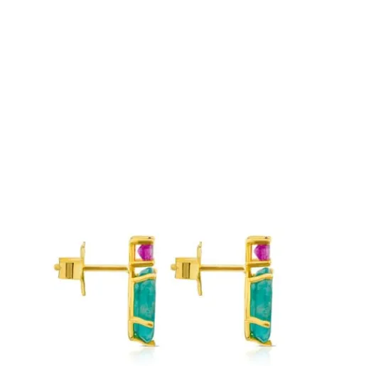 Pendientes de con amazonita y rubí tratado Ivette^TOUS Outlet