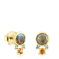 Pendientes de oro con labradorita y gemas Virtual Garden^TOUS