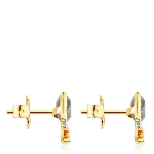 Pendientes de oro con labradorita y gemas Virtual Garden^TOUS