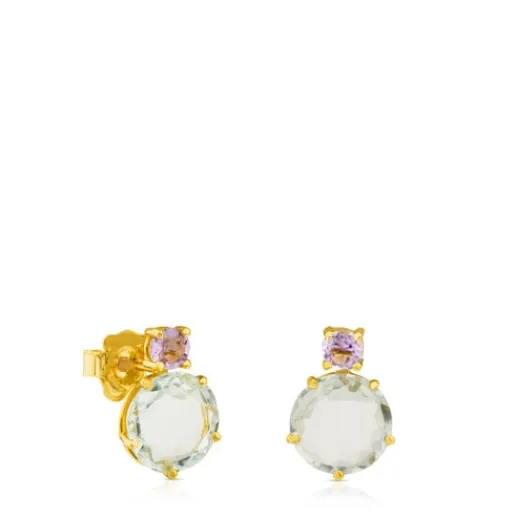 Pendientes de oro con prasiolita y amatista Ivette^TOUS Discount