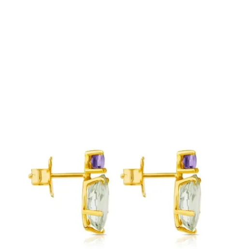 Pendientes de oro con prasiolita y amatista Ivette^TOUS Discount