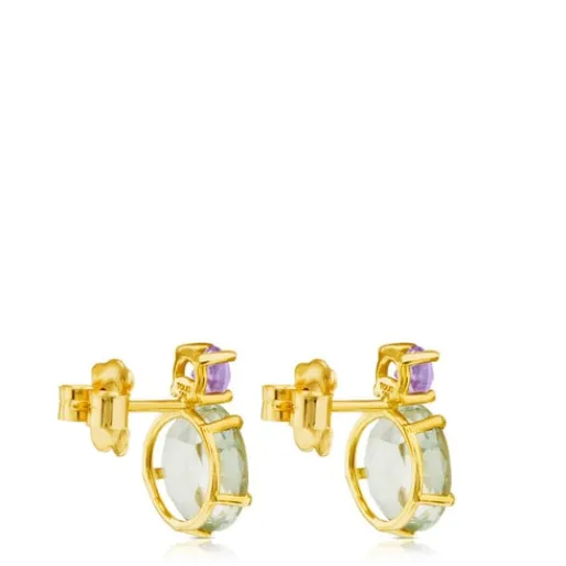 Pendientes de oro con prasiolita y amatista Ivette^TOUS Discount