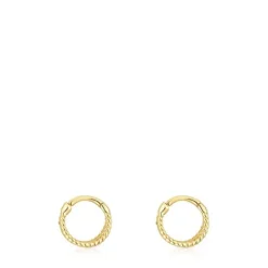 Pendientes de oro triple aro cortos con relieve Basics^TOUS Outlet