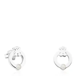Pendientes de plata con perla motivo oso Super Power^TOUS Hot