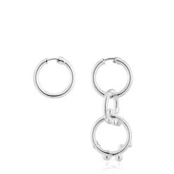 Pendientes de plata corto/largo con anillas y detalles Hold^TOUS Clearance
