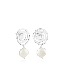 Pendientes de plata y perlas cultivadas Rosa de Abril^TOUS Outlet