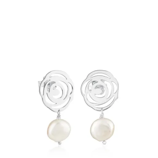 Pendientes de plata y perlas cultivadas Rosa de Abril^TOUS Outlet