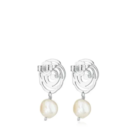 Pendientes de plata y perlas cultivadas Rosa de Abril^TOUS Outlet