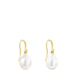 Pendientes gota con baño de oro 18 kt sobre plata y perla Gloss^TOUS Outlet