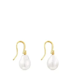 Pendientes gota con baño de oro 18 kt sobre plata y perla Gloss^TOUS Clearance