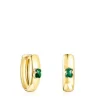 Pendientes grandes con baño de oro 18 kt sobre plata y malaquita Icon Color^TOUS Outlet