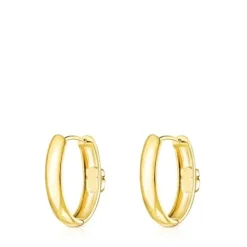 Pendientes grandes con baño de oro 18 kt sobre plata y malaquita Icon Color^TOUS Outlet