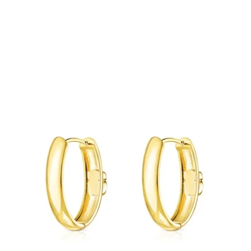 Pendientes grandes con baño de oro 18 kt sobre plata y malaquita Icon Color^TOUS Outlet