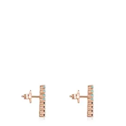 Pendientes grandes disco con baño de oro rosa 18 kt sobre plata y gemas Straight^TOUS Discount