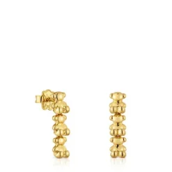 Pendientes largos con baño de oro 18 kt sobre plata motivos oso Bold Bear^TOUS Best