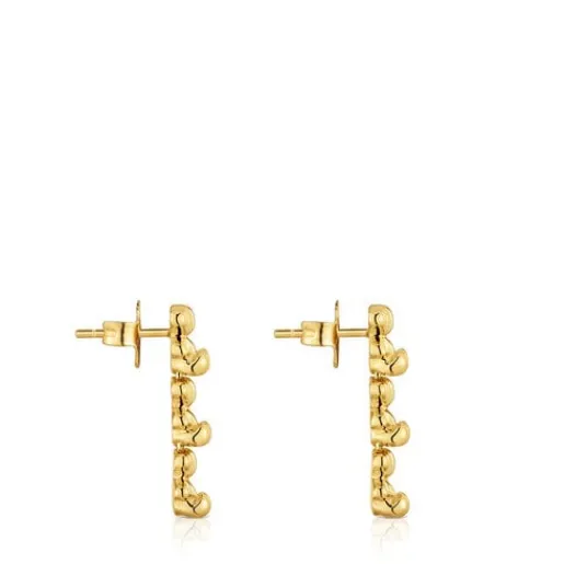 Pendientes largos con baño de oro 18 kt sobre plata motivos oso Bold Bear^TOUS Best