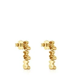 Pendientes largos con baño de oro 18 kt sobre plata motivos oso Bold Bear^TOUS Best
