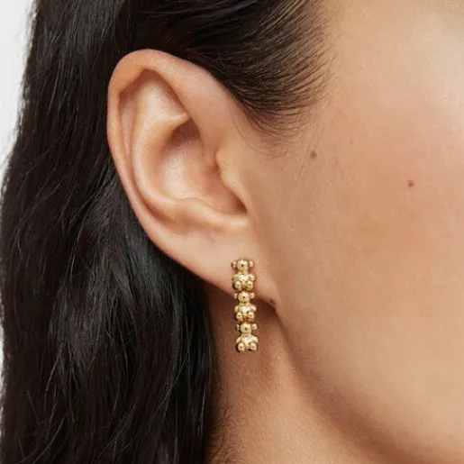 Pendientes largos con baño de oro 18 kt sobre plata motivos oso Bold Bear^TOUS Best