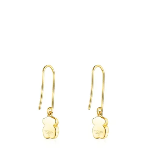 Pendientes largos con baño de oro 18 kt sobre plata y malaquita Icon Color^TOUS Hot