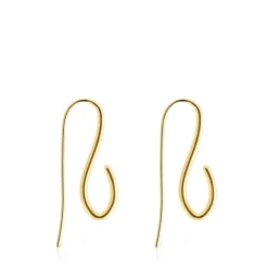 Pendientes largos con baño de oro 18 kt sobre plata Bent^TOUS