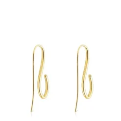 Pendientes largos con baño de oro 18 kt sobre plata Bent^TOUS
