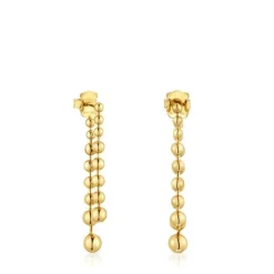Pendientes largos dobles con baño de oro de 18 kt sobre plata Gloss^TOUS Online