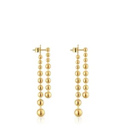Pendientes largos dobles con baño de oro de 18 kt sobre plata Gloss^TOUS Online