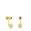 Pendientes largos dobles con baño de oro de 18 kt sobre plata y gemas Galia^TOUS Hot