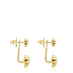 Pendientes largos dobles con baño de oro de 18 kt sobre plata y gemas Galia^TOUS Hot