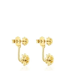 Pendientes largos dobles con baño de oro de 18 kt sobre plata y gemas Galia^TOUS Hot