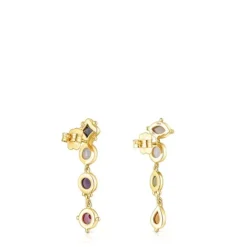 Pendientes largos Magic Nature con baño de oro 18 kt sobre plata y gemas^TOUS Clearance