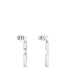 Pendientes largos ovales de oro blanco con diamantes Les Classiques^TOUS New