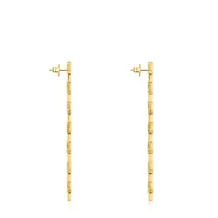 Pendientes logo largos con baño de oro 18 kt sobre plata 30 mm MANIFESTO^TOUS Best