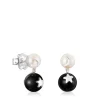 Pendientes luna-estrella perla y onix Magic Nature^TOUS
