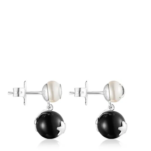 Pendientes luna-estrella perla y onix Magic Nature^TOUS