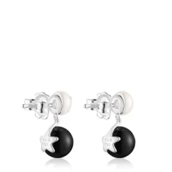 Pendientes luna-estrella perla y onix Magic Nature^TOUS