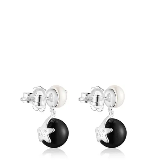 Pendientes luna-estrella perla y onix Magic Nature^TOUS