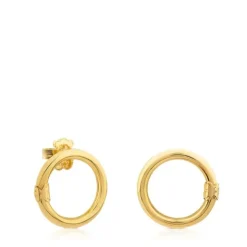 Pendientes medianos con baño de oro 18 kt sobre plata Hold^TOUS Clearance
